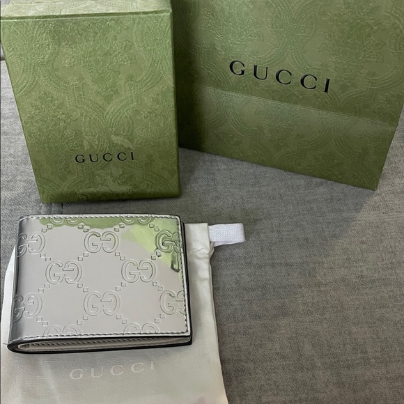 Gucci Silver and Gray Monogram Wallet - Picture 1 of 5